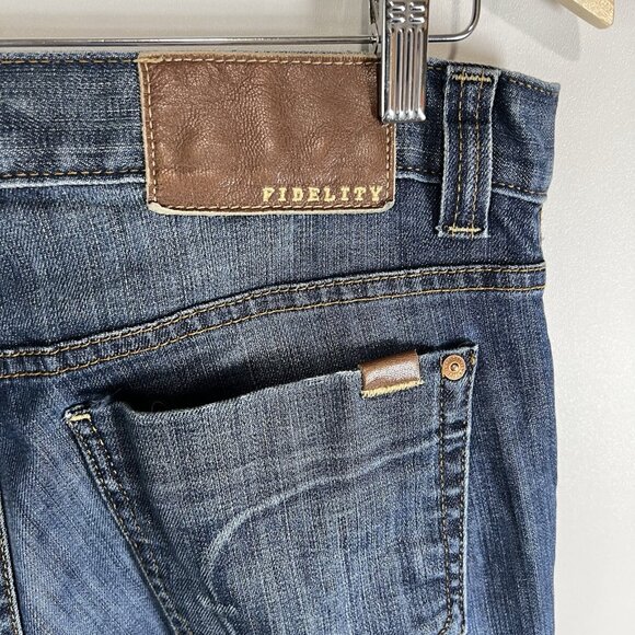 Fidelity Impala Mens 32 Blue Dark Jeans Made In USA Stretch Straight Leg - Picture 8 of 10